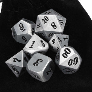 Solid Metal Dice with Black Lettering